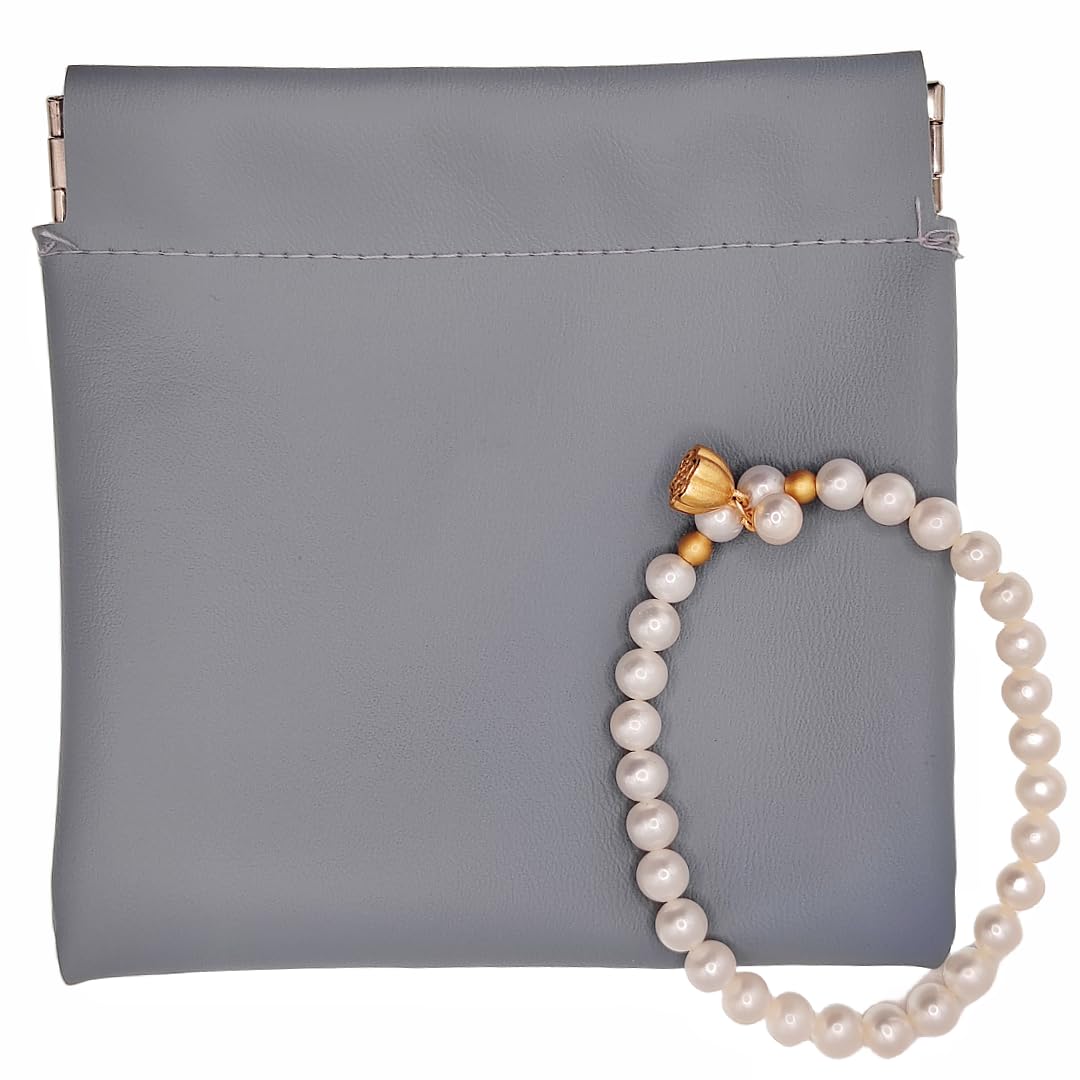 IvosmartPU Leather Jewelry Travel Bag, 3.9’’ x 3.9’’ Pocket Jewelry Pouch Storage Bag Organizer for Earrings Rings Necklaces Bracelets, Wedding Party Favor Gift Bag