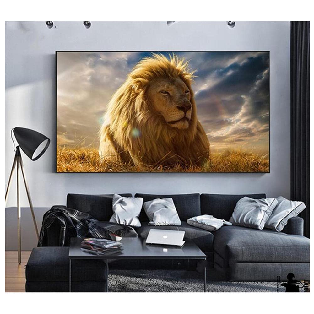Diamond Painting Strass Lion 5D : Grand Kit Broderie Point de Croix pour Cadre Mural Salon