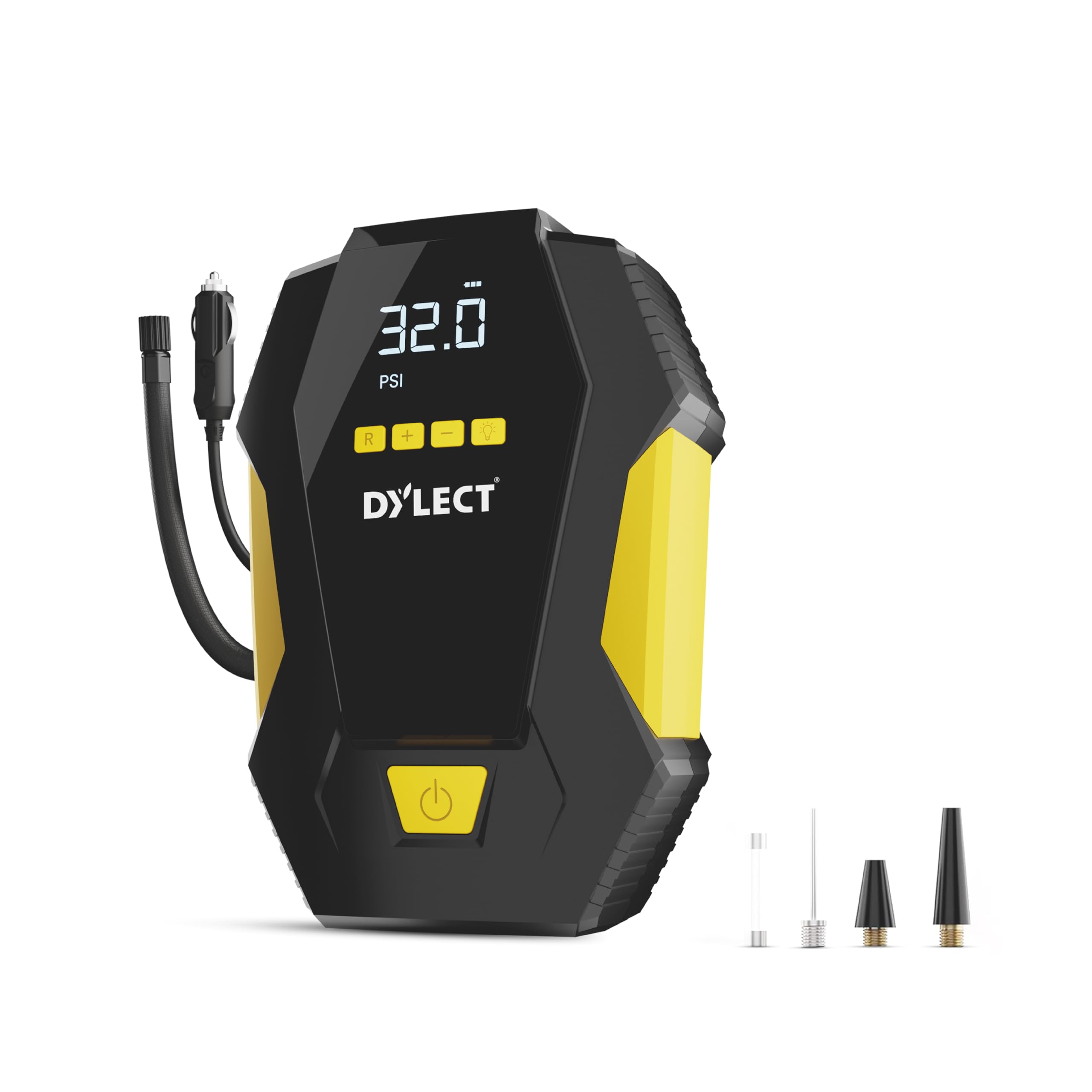 Digital Tyre Inflator for Car, 12V DC, 22mm Cylinder, Upto 150 PSI, Portable Air Compressor Pump with LED Light, Auto Shut-Off, Sleek and Portable, Copper Winding, Fast Inflation, Carry Bag