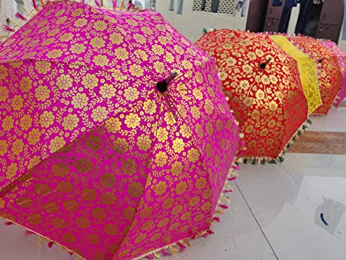 Worldoftextile 6 Pcs Mix Lot Indian Wedding Umbrella Handmade Umbrella Decorations Vintage Parasols Cotton Umbrellas #TOP2