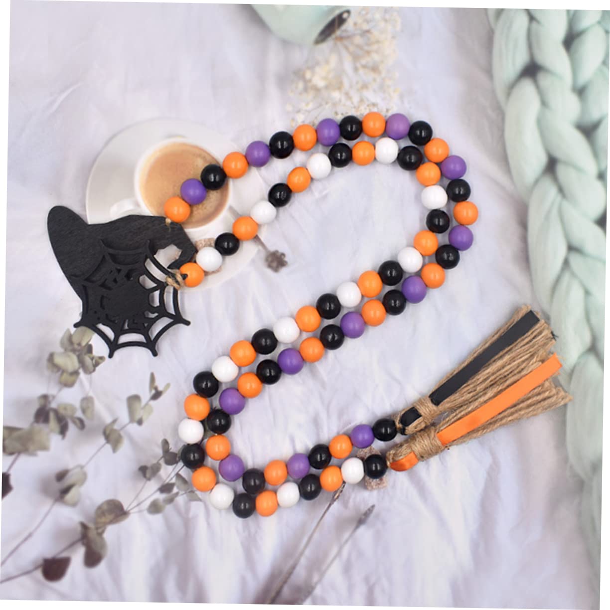 PRETYZOOM Lot De 3 Pompons Décoratifs en Bois pour Halloween Perles À Suspendre pour Décoration De Cuisine 2 Pièces X 3