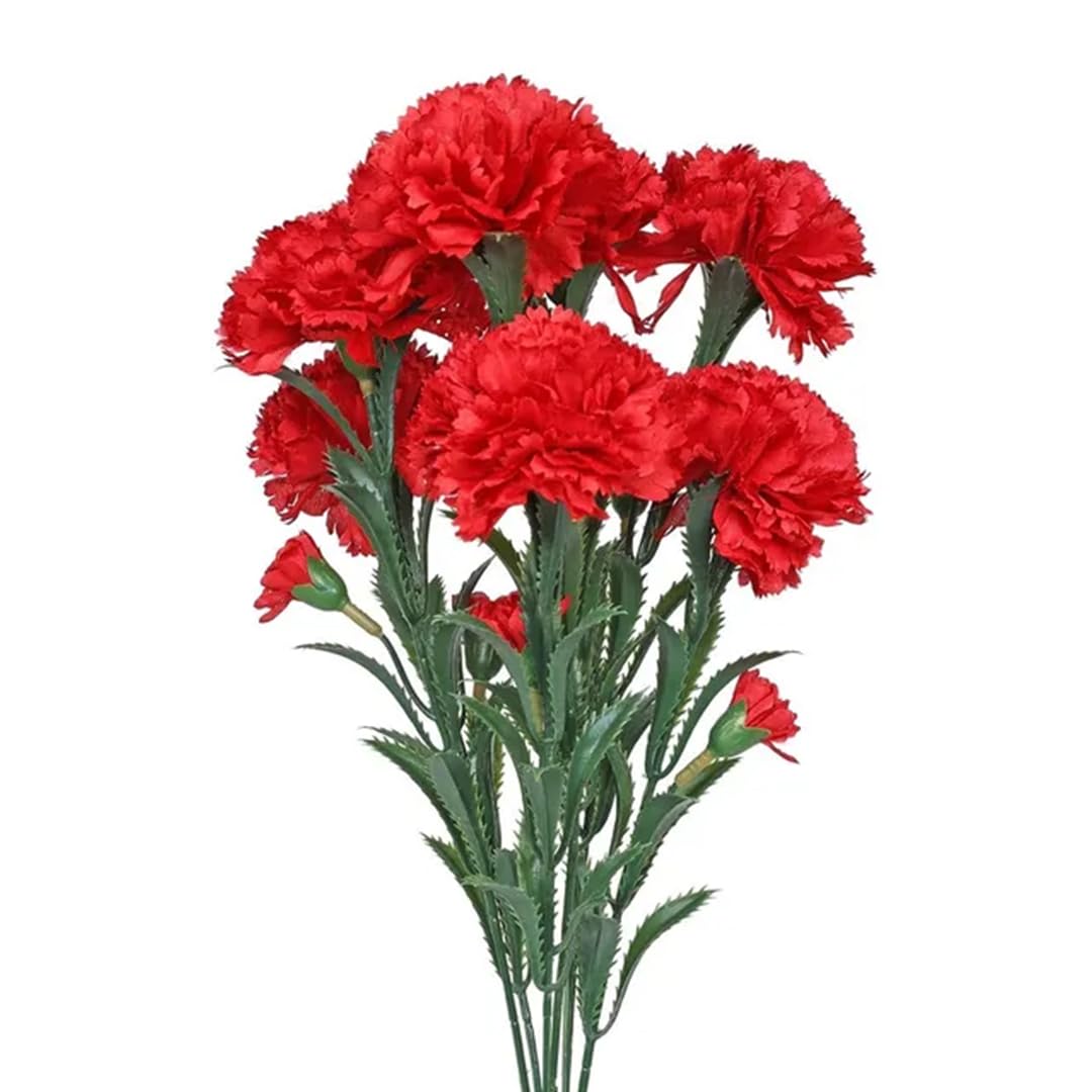 Apac Multicolor Red Carnation Bunch Artificial Flower Decoration 40Cm – Faux Floral Bouquet For Home Décor, Arrangements & Craft Displays