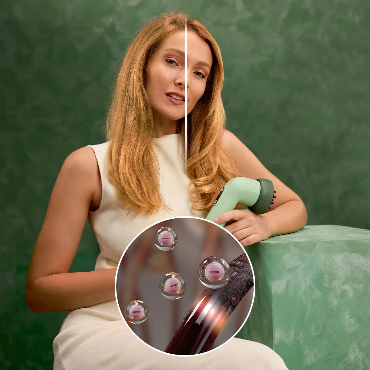 Cecotec Kompaktowa suszarka do włosów IoniCare Dry&Keratin Olive. 1200 W, 107000 obr./min, silnik bezszczotkowy, funkcja jonowa, głowica z technologią NutriSerum i twardymi zębami, głowica