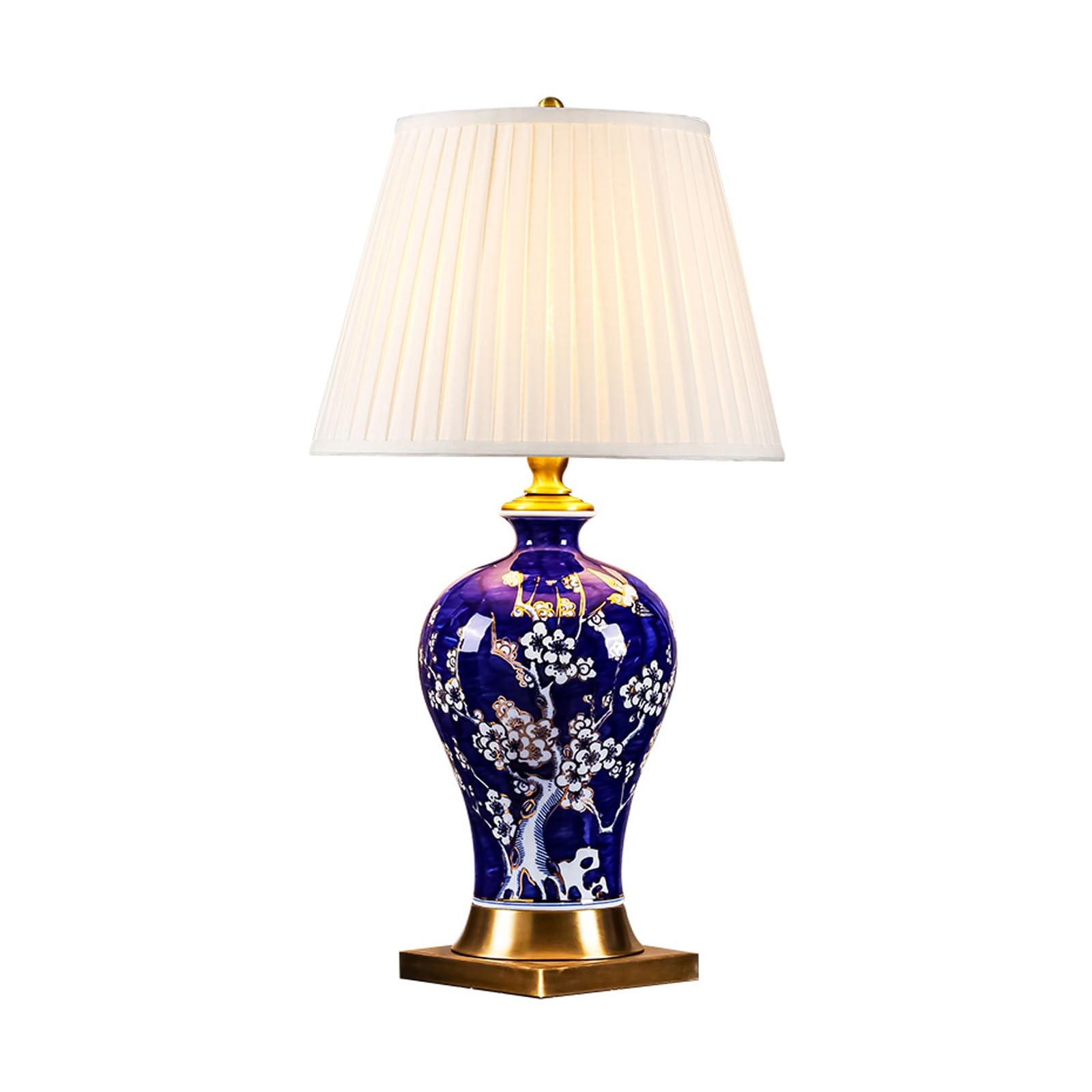 Lampa Stołowa, Lampa Ceramiczna Do Salonu, Lampka Nocna Do Sypialni, Lampka Nocna Na Stolik Nocny Z Lnianym Abażurem, Nowoczesna Lampa Do Sypialni - Przycisk, Pilot Zdalnego Sterowania