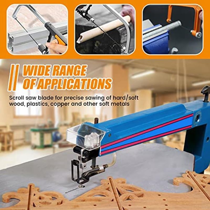 48PCS 5 Inch Scroll Saw Blade Pin End Replacement Blades Woodworking Tool for Wood Metal, Black