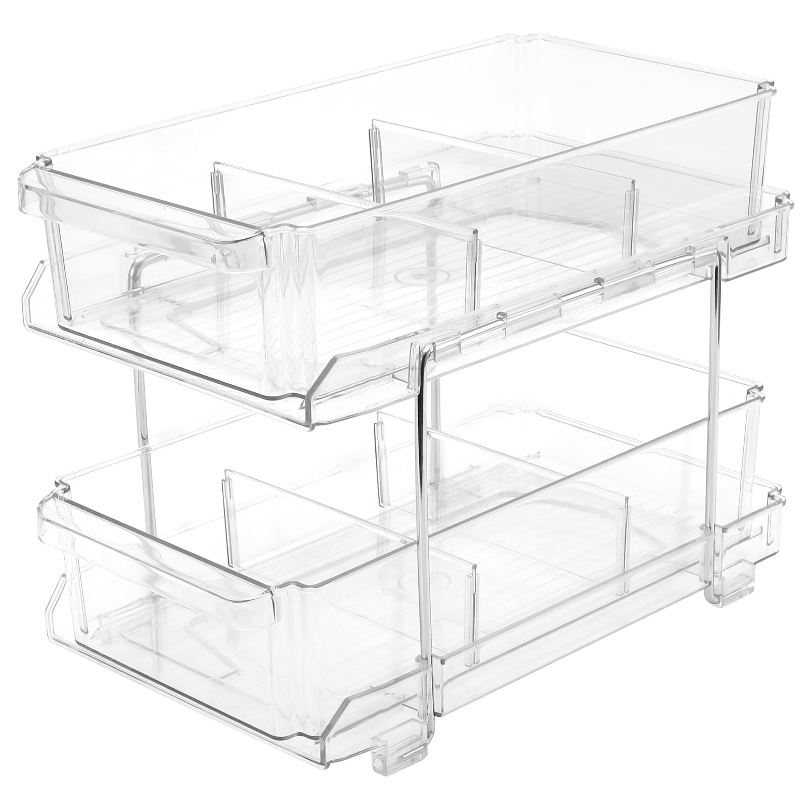 Incostar 2 Tier Pull-Out Organizer, Clear, 2 Pack