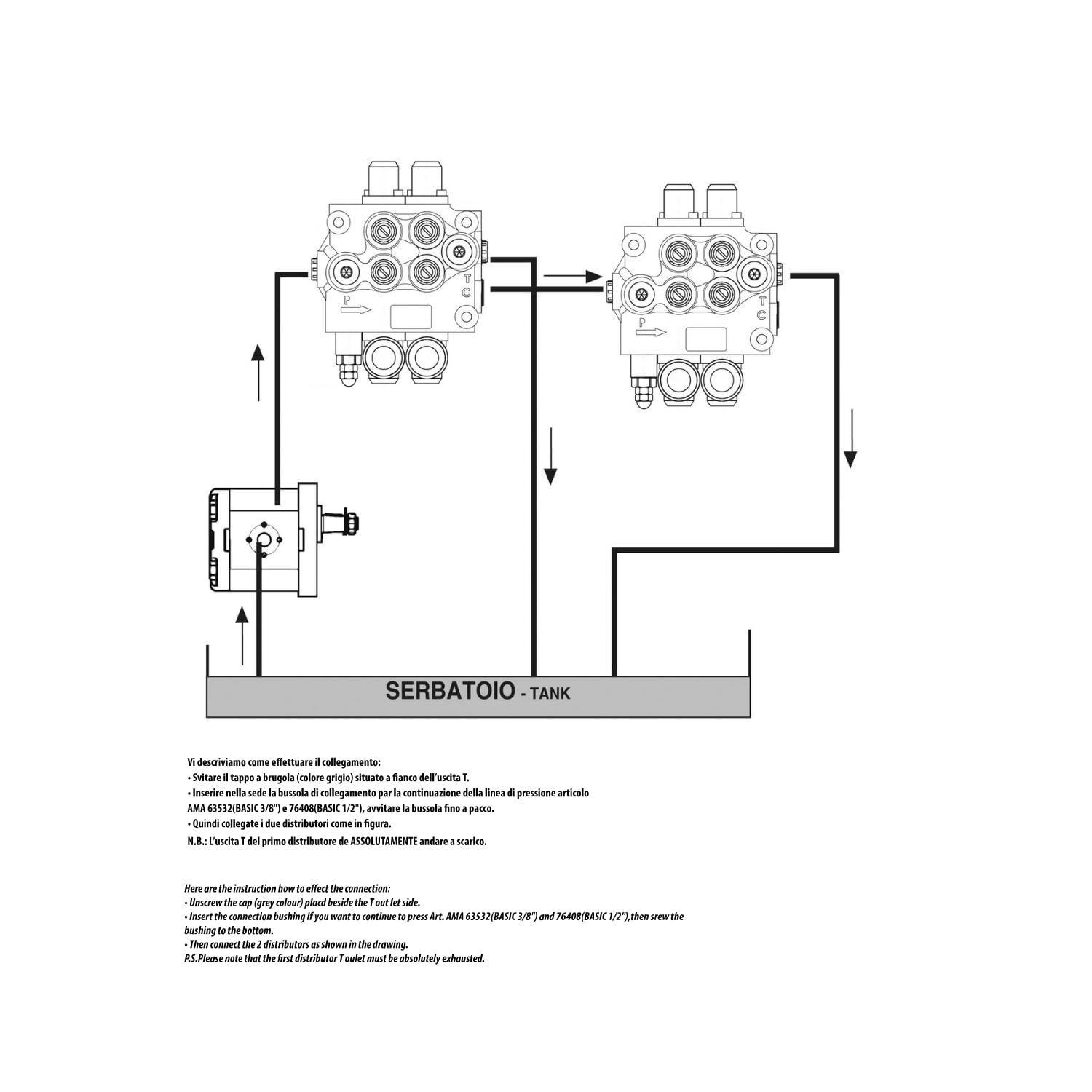 Distributore Oleodinamico Ama 5 Leve Doppio Effetto 40L