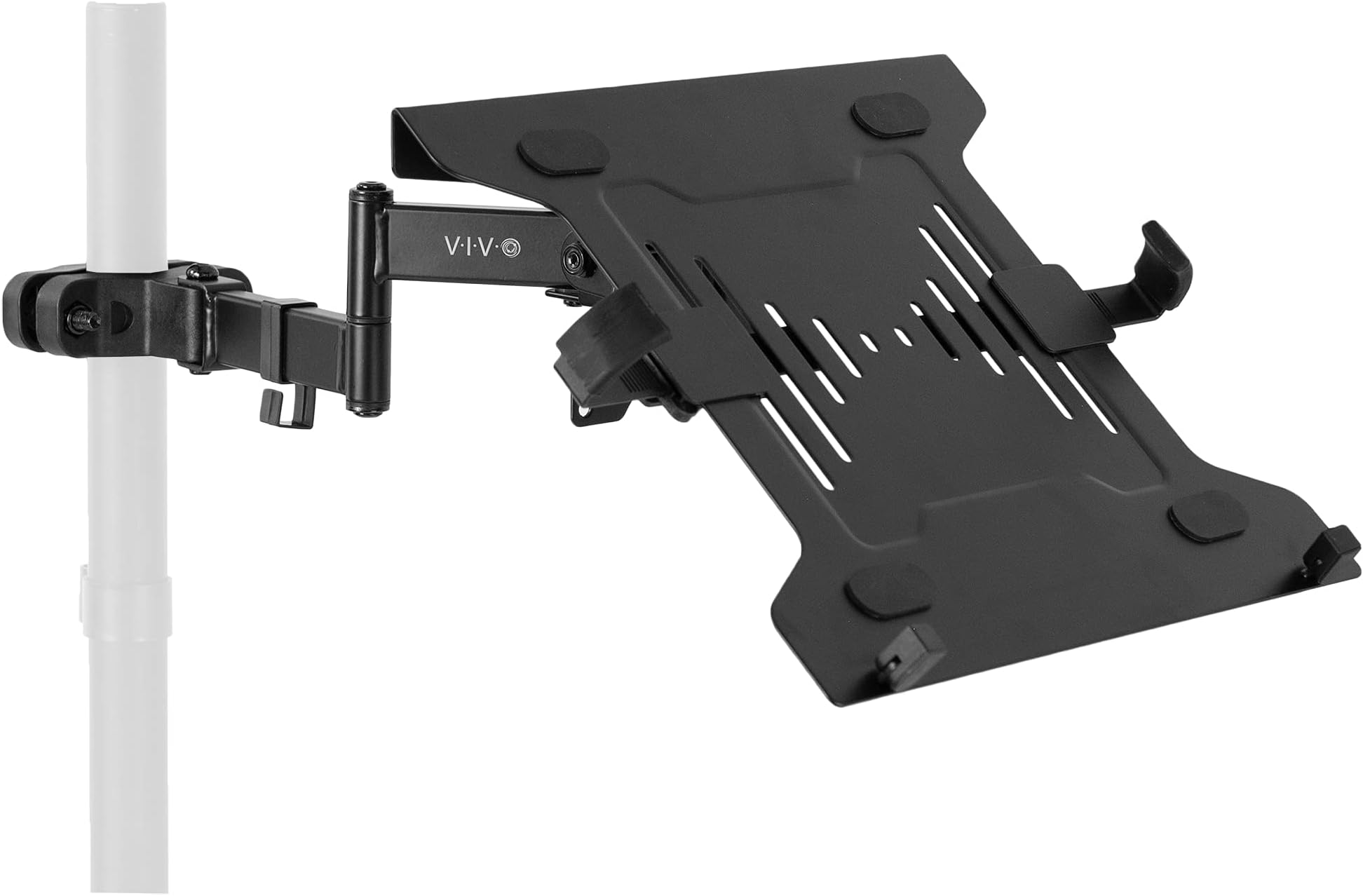 VIVO Steel Universal Full Motion Pole Mount Laptop Holder Arm with Removable 75mm and 100mm VESA Plate, Fits 10 to 15.6 inch Laptops, Black, MOUNT-PL1A-LAP3
