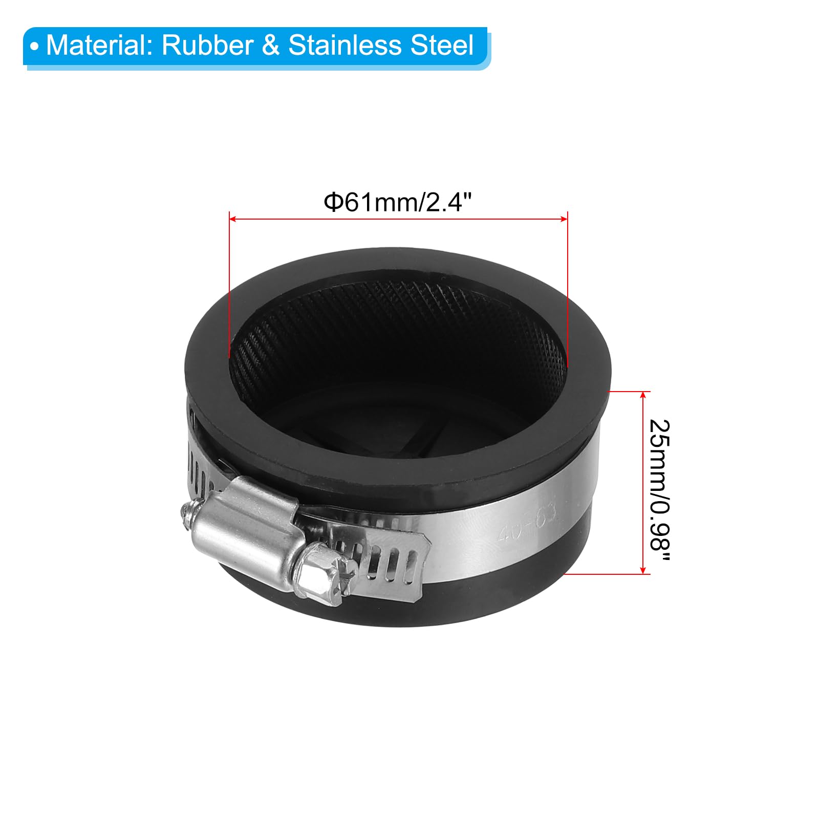 PATIKIL 2 Inch PVC Pipe Cap, 1 Pcs Steel Mechanical Test Plug with Stainless Steel Clamps Sewer Cleanout Cover Durable Sewer Pipe Plug Fit for Most Pipes Sink Pools, Black - Image 2