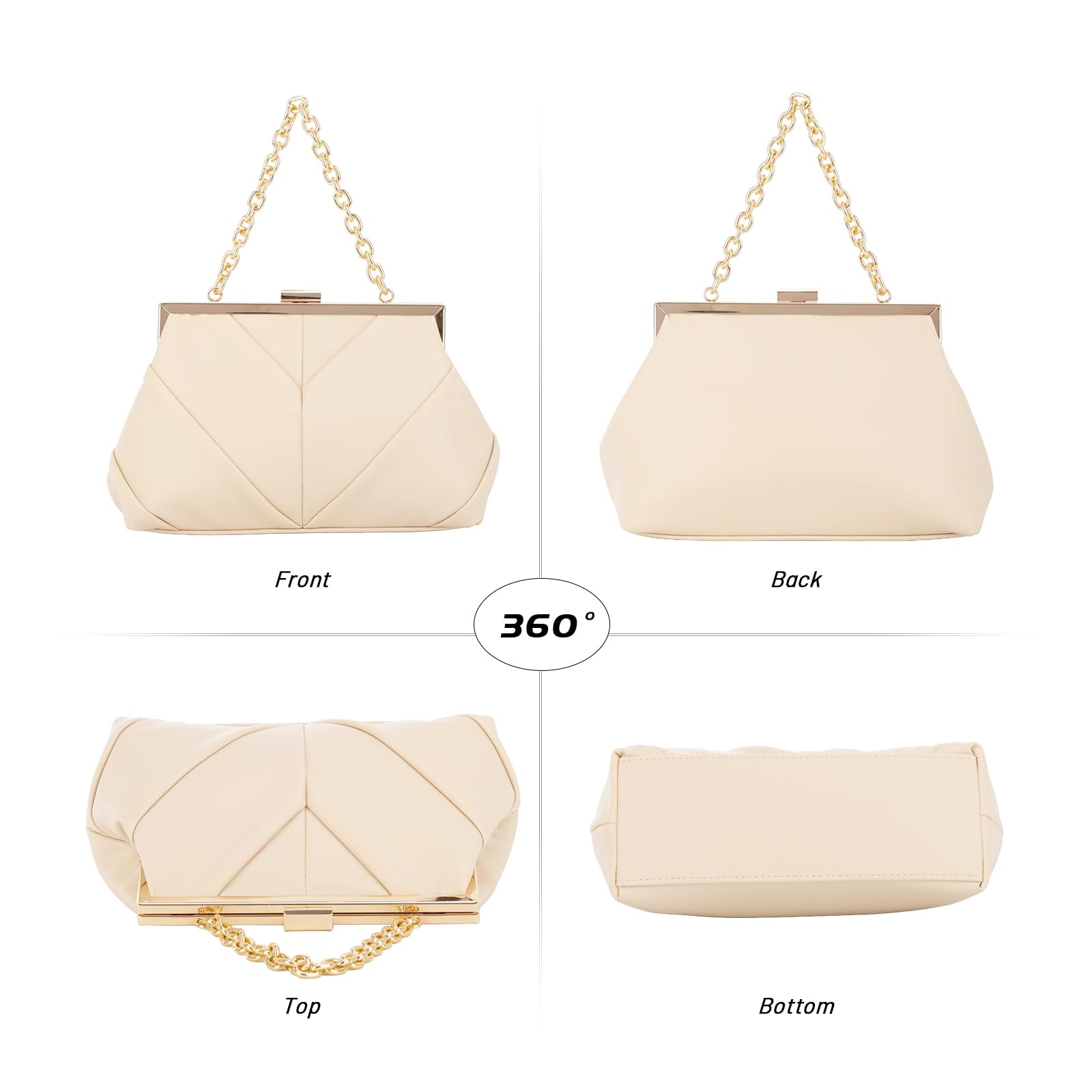 Lanpet Women PU Leather Evening Handbags, Vintage Clutch Purse Chain Strap Shoulder Bag