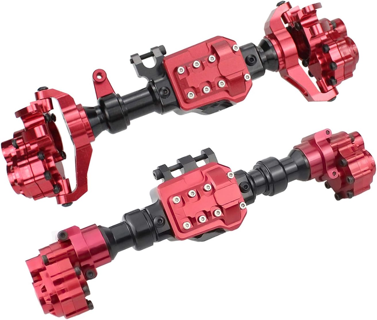 Aluminum Alloy Front and Rear Axle Housing Set for 1/10 Traxxas TRX4 RC Crawler Car, Replace Original Plastic Axles Housing (Red)