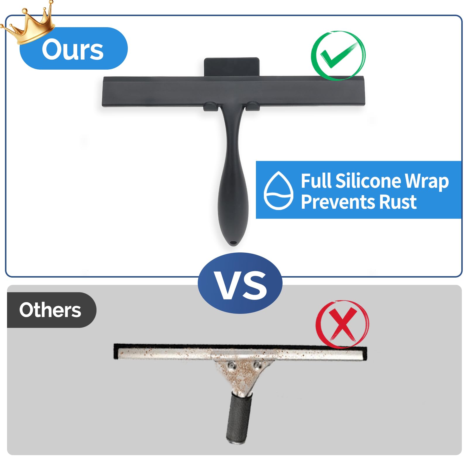 FY&XZH Silicone Shower Squeegee with Hook, Shower Scraper with Ergonomic Thick Handle - Image 3