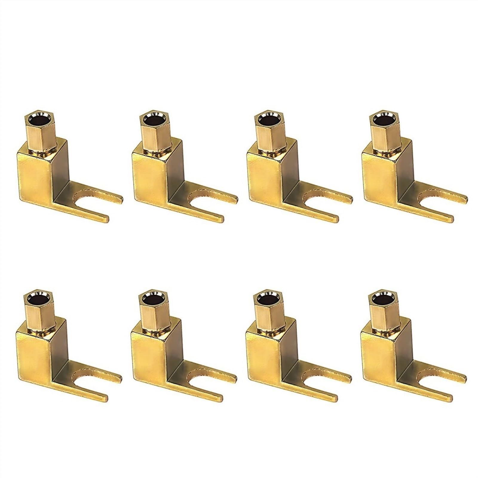 Fiches Banane de Type U en Laiton plaqué Or, 8 pièces, fiches de Haut-Parleur, vis Audio, Fourche, connecteur de Pelle, connecteur Banane mâle à Angle Droit