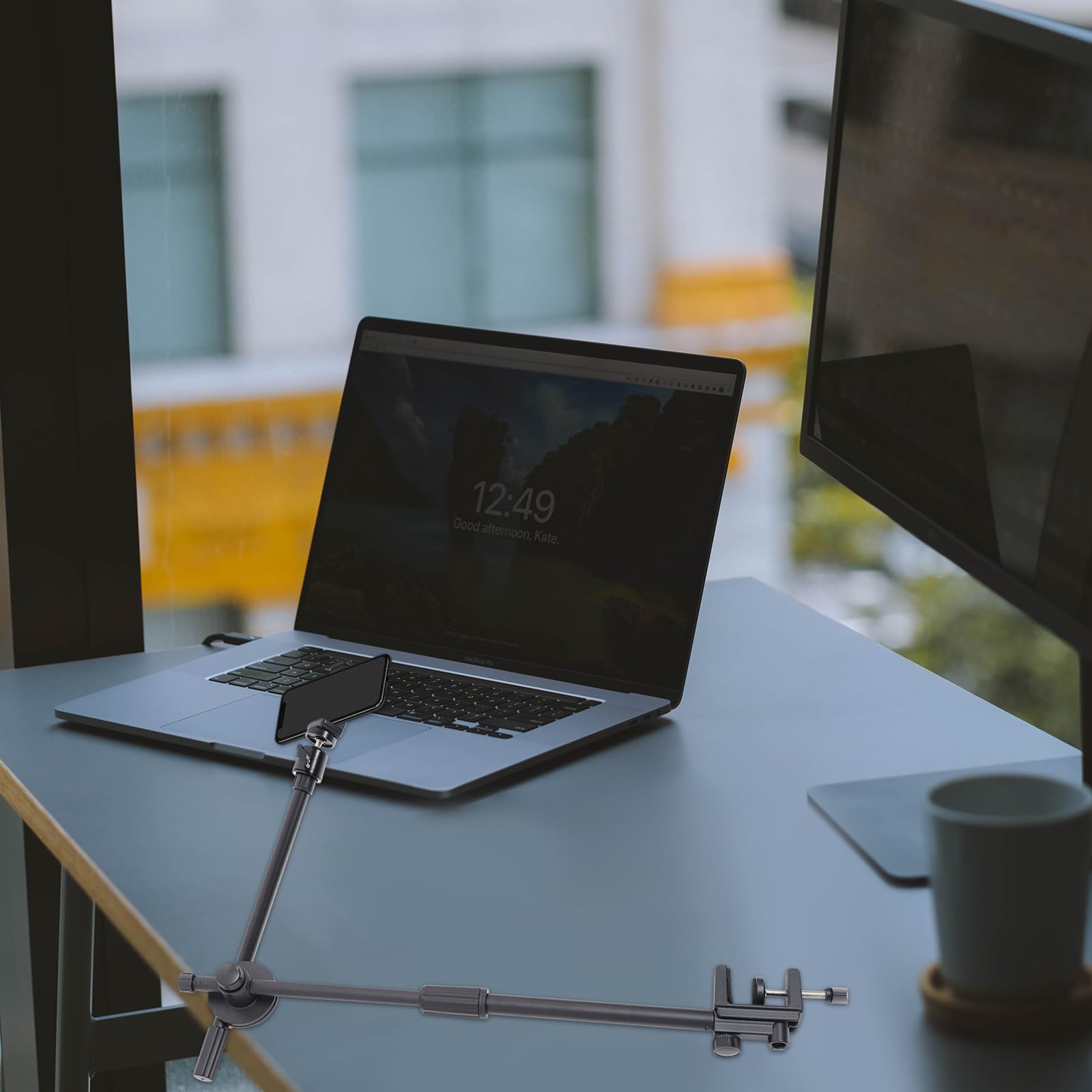 Lurrose Supporto per telefono regolabile in altezza per videochiamate e registrazione video braccio articolato flessibile base da scrivania
