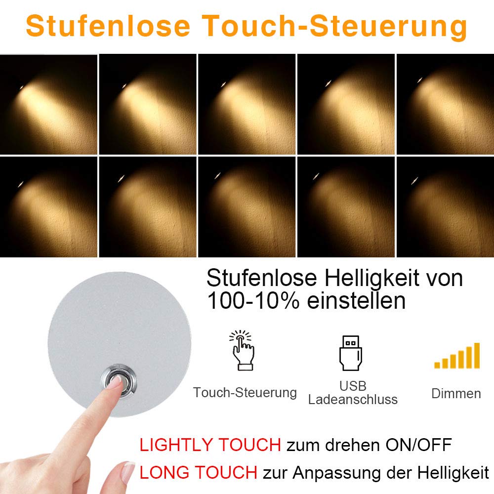 Dimbare RV leeslamp met USB-aansluiting, DC 12 V