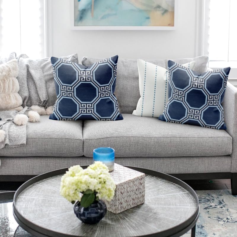 Miniatura 6 de SMF Chinoiserie - Juego de 2 fundas de almohada de 18 x 18 pulgadas, fundas de almohada Thibaut azul con llave griega, fundas de almohada para