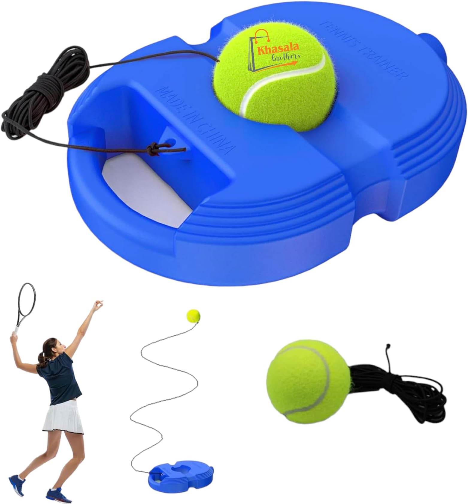 Khasala Brothers® Tennis Trainer Rebound Ball Set,Tennis Balls Solo Tennis Training Equipment,Practice Ball with String, Portable Training Tool for Kids and Adult