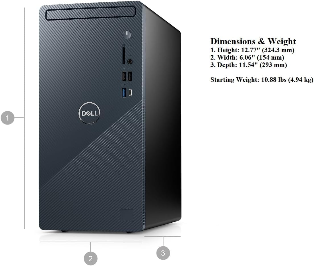 DELL 2023 Inspiron 3020 Tower Desktop Business Computer, 13th Gen Intel Core i7-13700, 32GB RAM, 1TB SSD, Intel UHD 770 Graphics, Bluetooth, WiFi, USB 3.1, Windows 11 Pro - Mist Blue