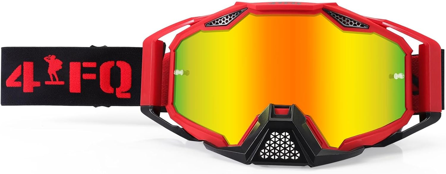 Motocross Goggles - MX and MTB Racing Protective Eyewear - BLACK+RED