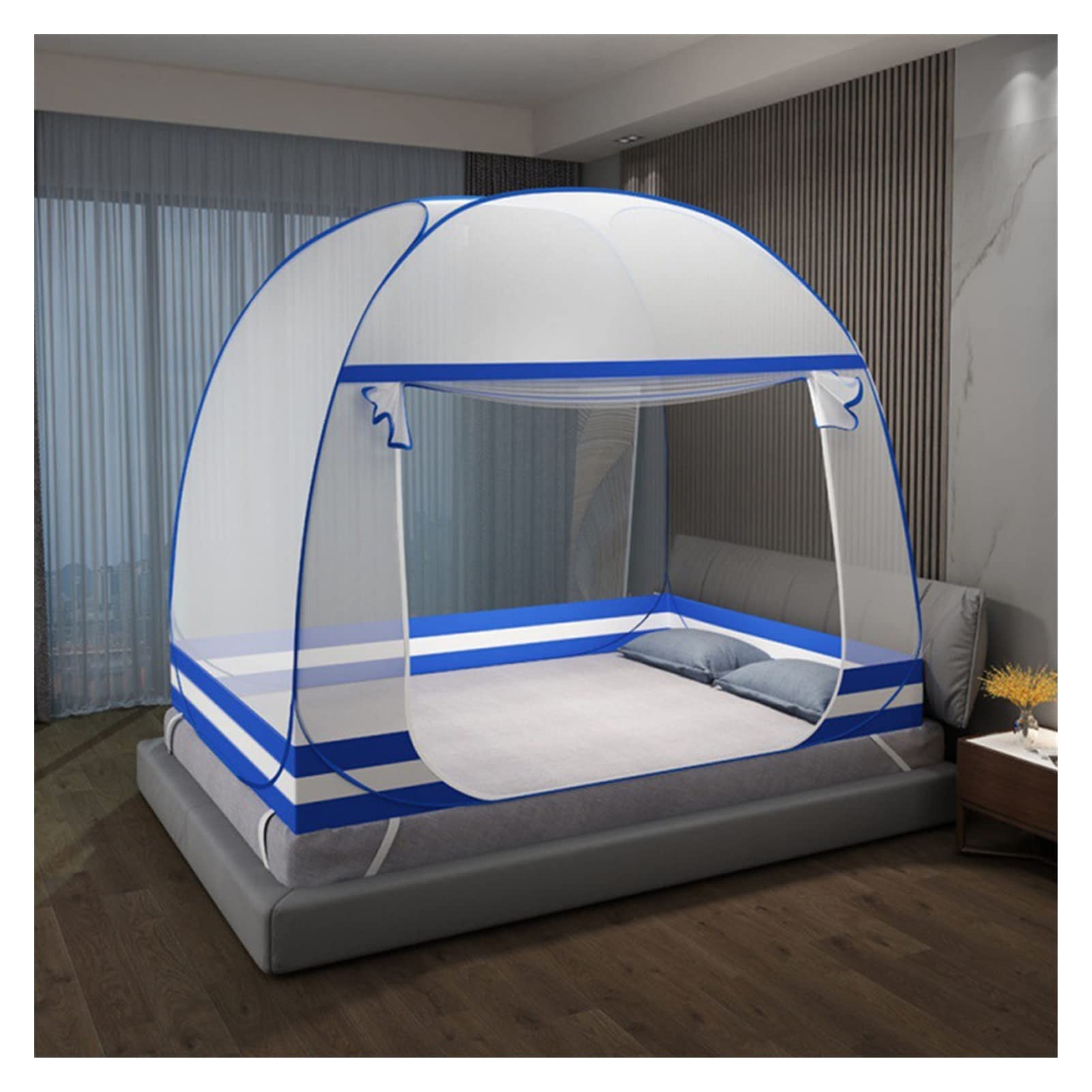 DXTFDHB Pop Up Bed Net Tent Folding Design Bed Canopy for Bedroom and Outdoor Trip Easy to Install and Wash for Twin to King Size Bed(A,1.2m x 1.9m x 1.5m)