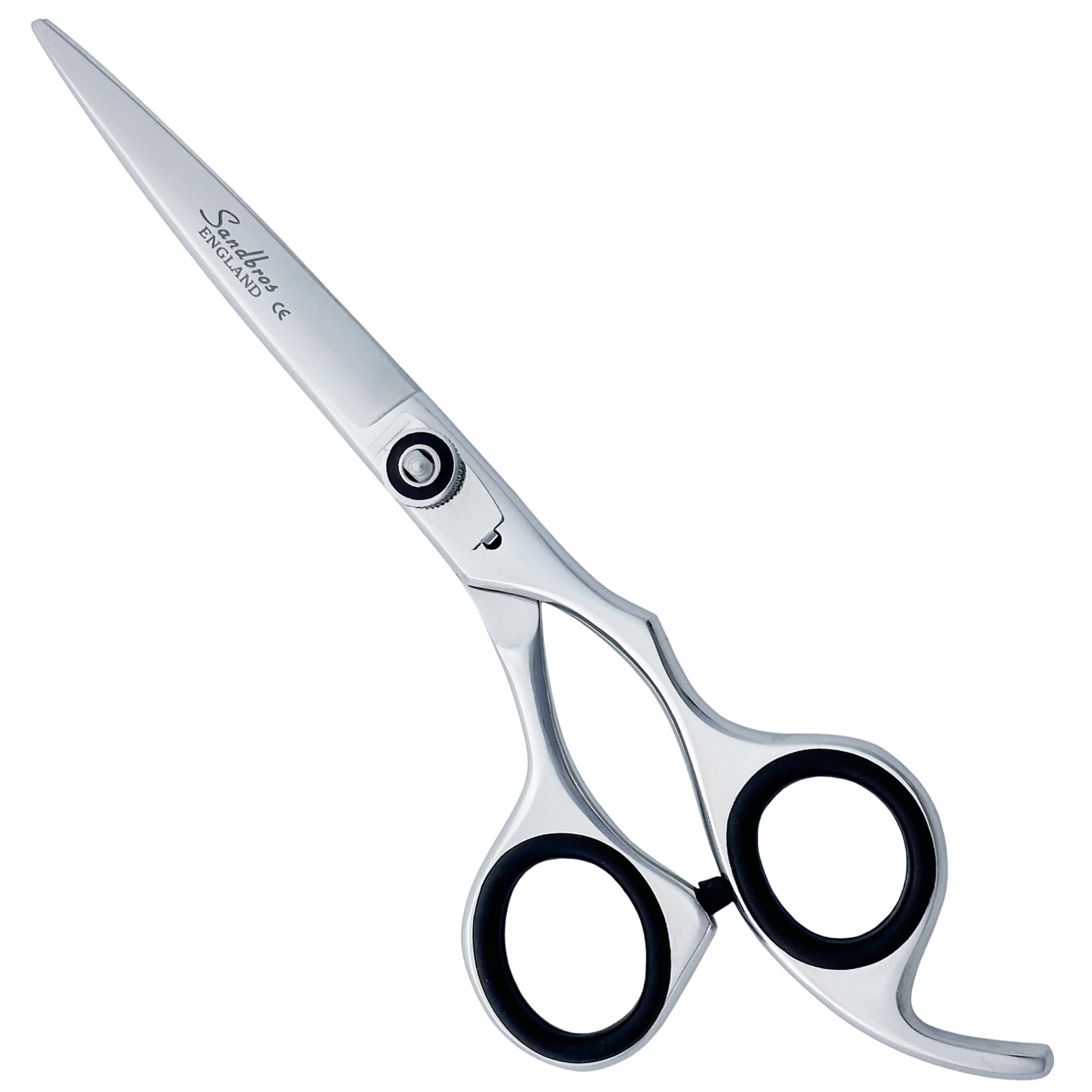 Sandbros Silver Professional Hairdressing Scissors, Sharp Stainless Steel Hair Cutting Scissors With Offset Handle, Sharp Barber Scissors