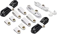 Vista 1 de Leather Cable Straps Cord Organizer - Coideal 20 Pcs Earphone Cables Ties Reusable USB Cord Keeper with Snap Cord Clips Holder for Phone