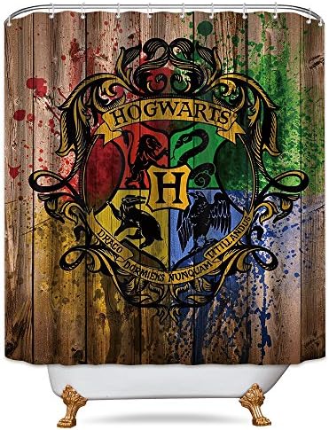 LIGHTINHOME Hogwarts School in Harry Potter Movie Shower Curtain Set Magic School Panel Polyester Waterproof Decor Fabric 72x72 Inch with 12-Pack Plastic Shower Hooks