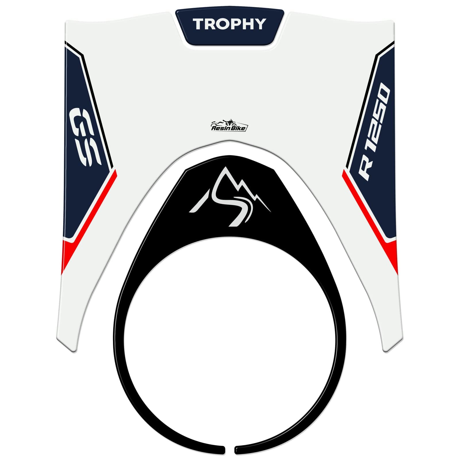 Resin Bike Adesivo Moto Compatibile con BMW R 1250 GS Trophy 2021-2024. Protezione Moto Protezione Serbatoio da Urti e Graffi. Adesivo 3D Resinato GS 1250 Trophy