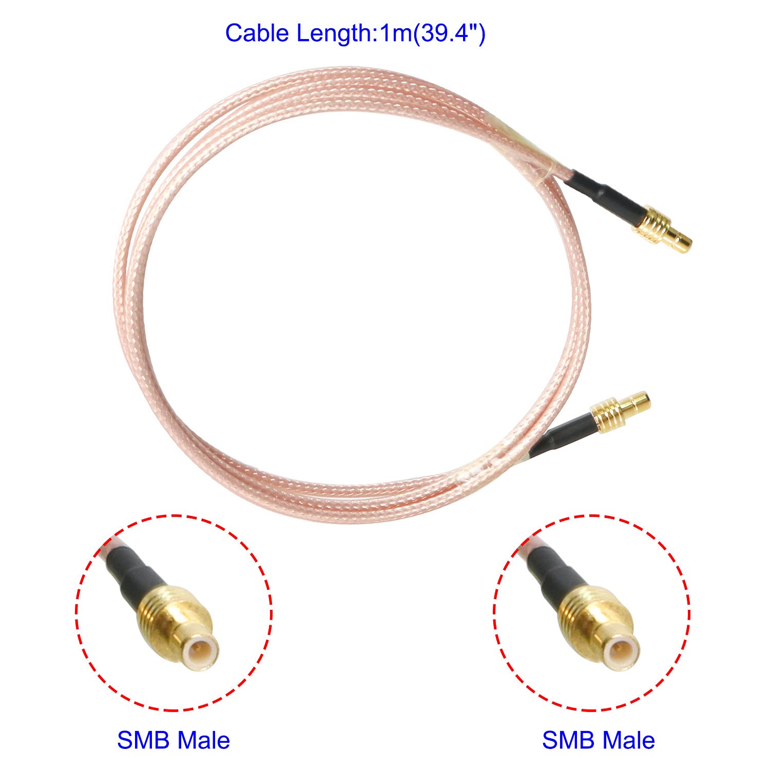 2-Pack MCX Male To Female Extension Cable - RG316 Coaxial Pigtail 1 Meter Length