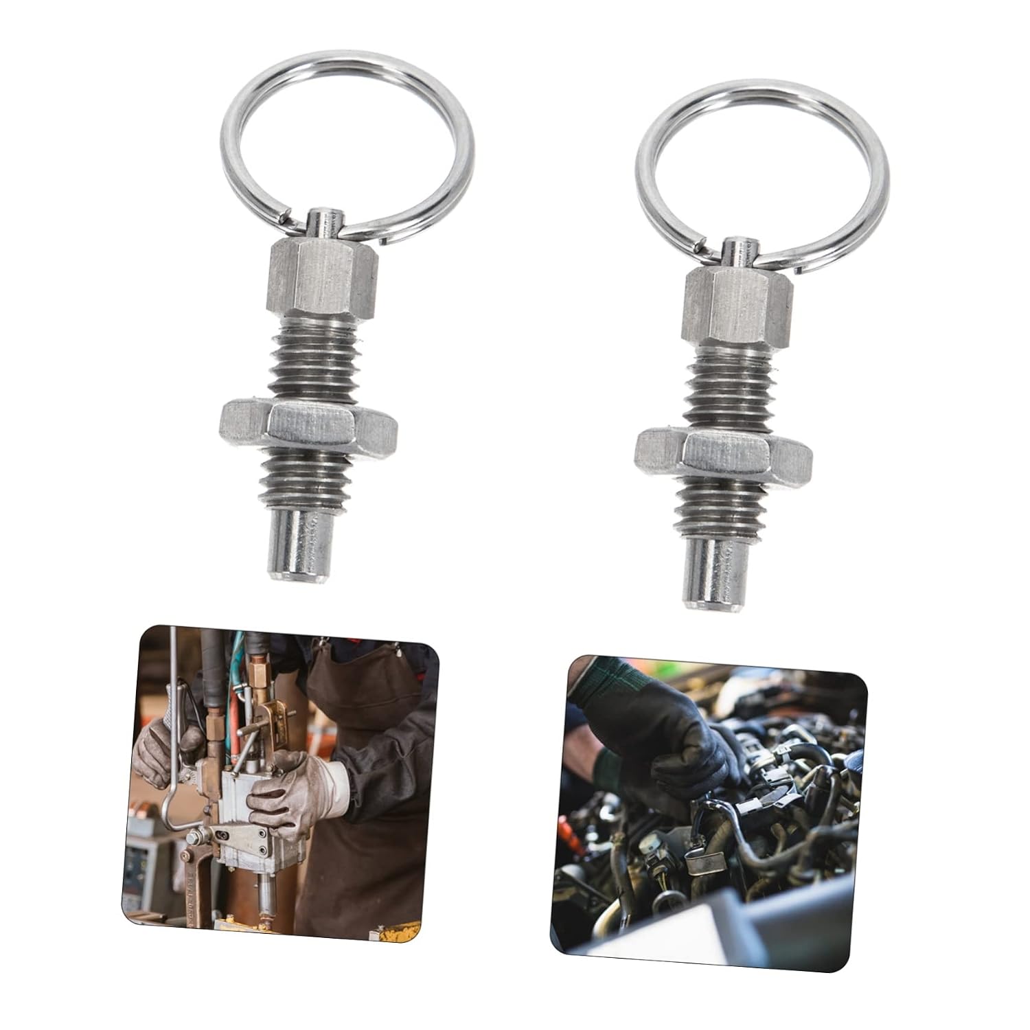 2pcs Stainless Steel Indexing Plunger Pull Ring Retractable Spring Plunger for Molds Cabinets and Industrial Equipment
