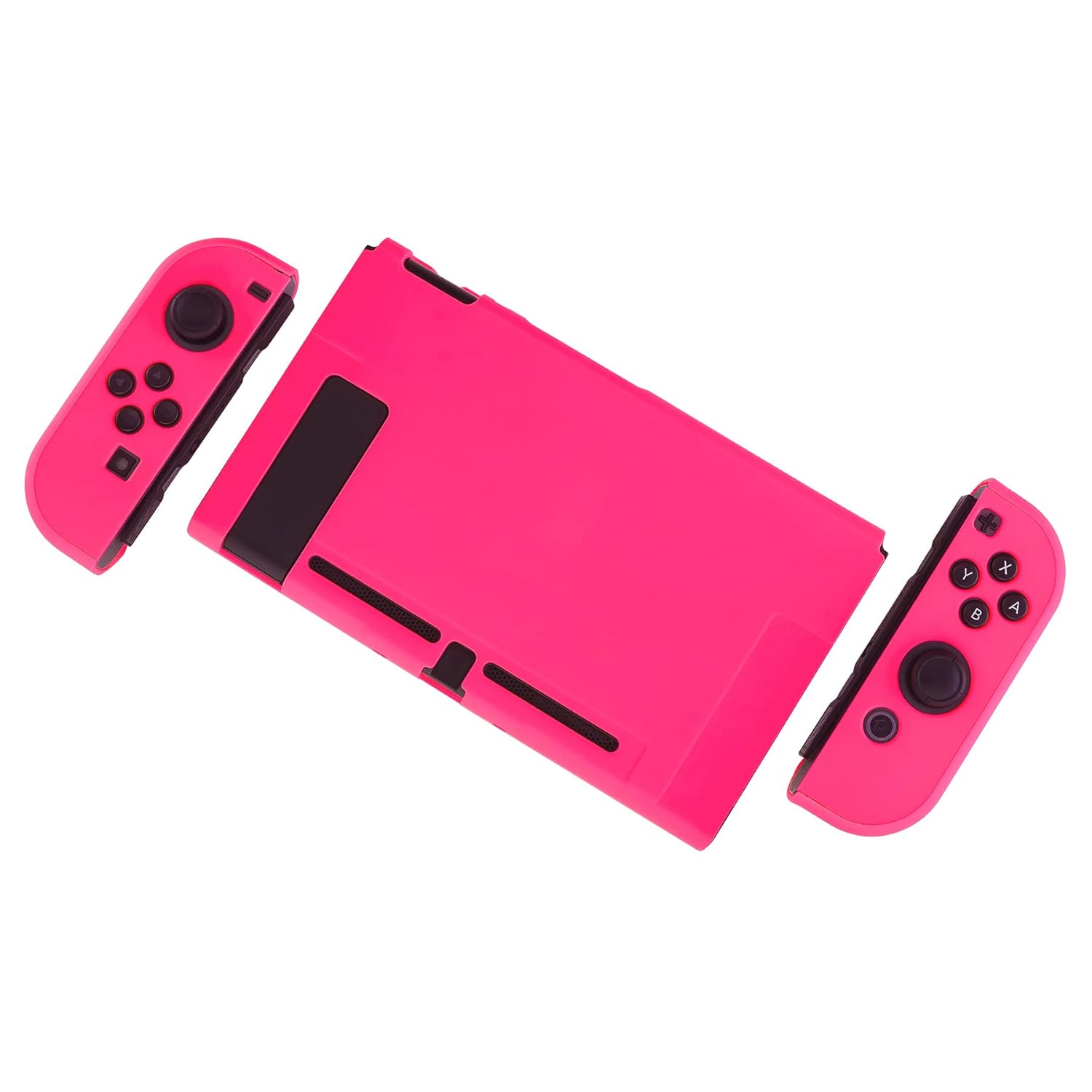 eXtremeRate PlayVital Cover for Nintendo Switch, Protective Case Protector for Switch - Shock-Absorbent Anti-Scratch Dockable Easy to Install Durable Hard Shell Game Accessories, Bright Pink