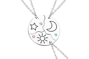 Best Friend Necklaces Set for 3: Sun, Moon, and Star Pendant BFF Necklaces