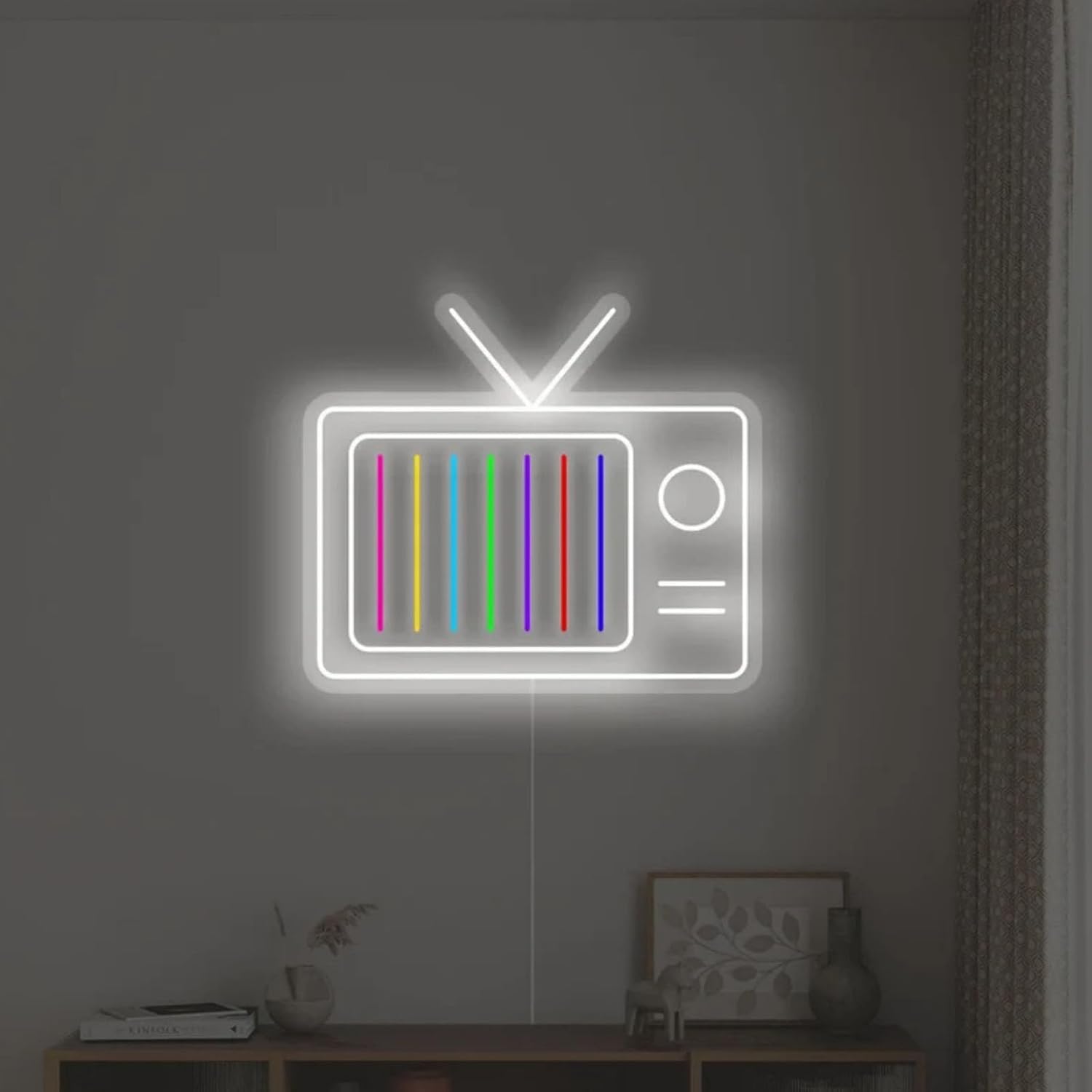 Retro TV Led Neon Sign - Vintage Old TV Set with TV Interference No Signal - Perfect Wall Décor for your 90s Theme Party, 13"x15.2"