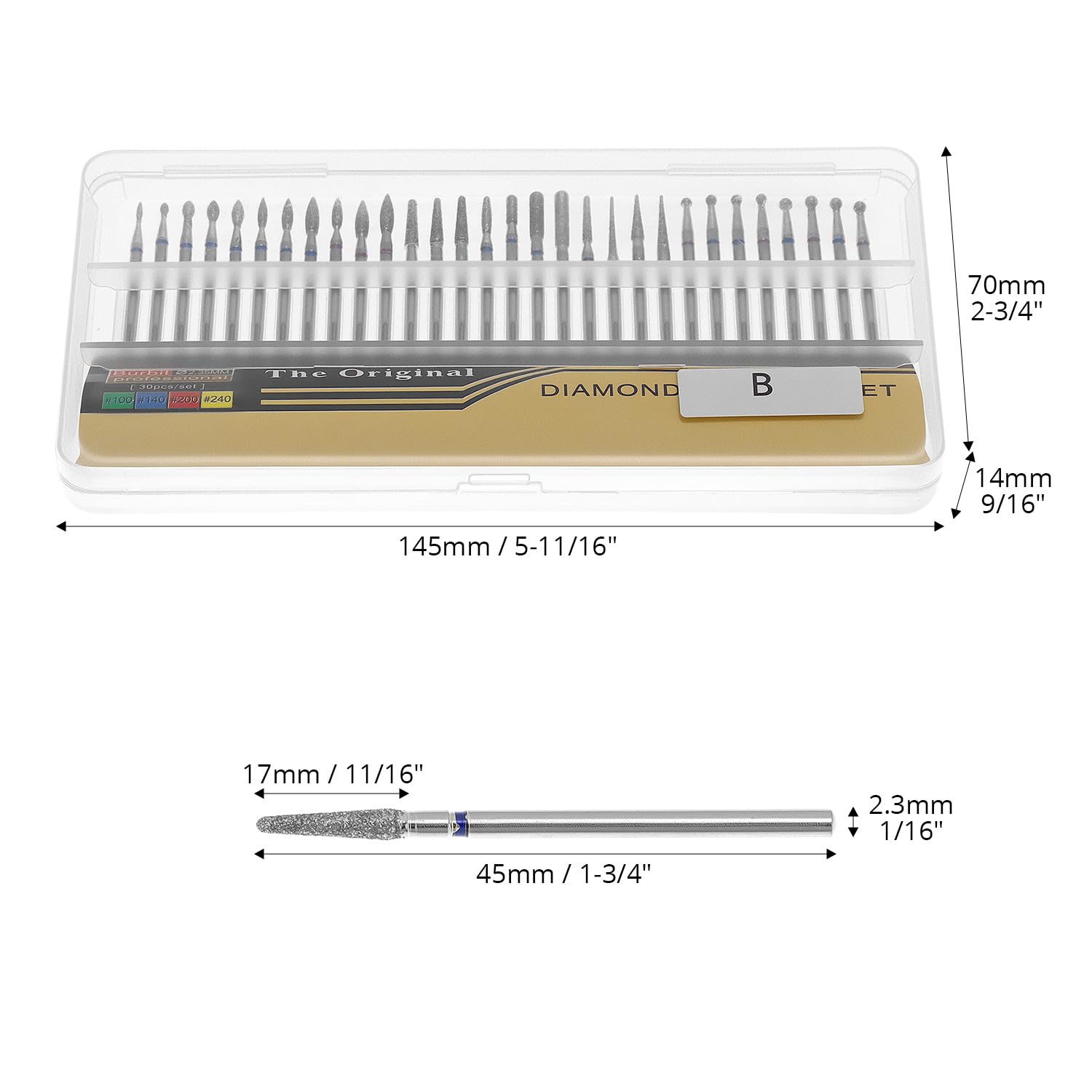 QWORK® 30 Pièces forets à ongles, embout ponceuse ongles, pour ongles en acrylique, en gel et soin des cuticules