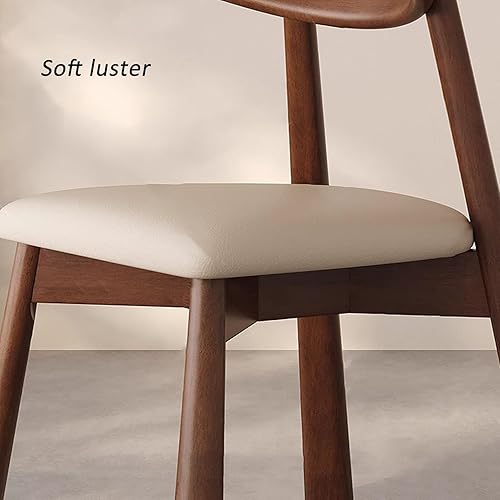 Miniatura 5 de JKGHK Dining Chairs Set, Room Chair for Kitchen with Thick Cushions, Leather Armless Living Room Chair with Curved Backrest and Wooden Legs, for