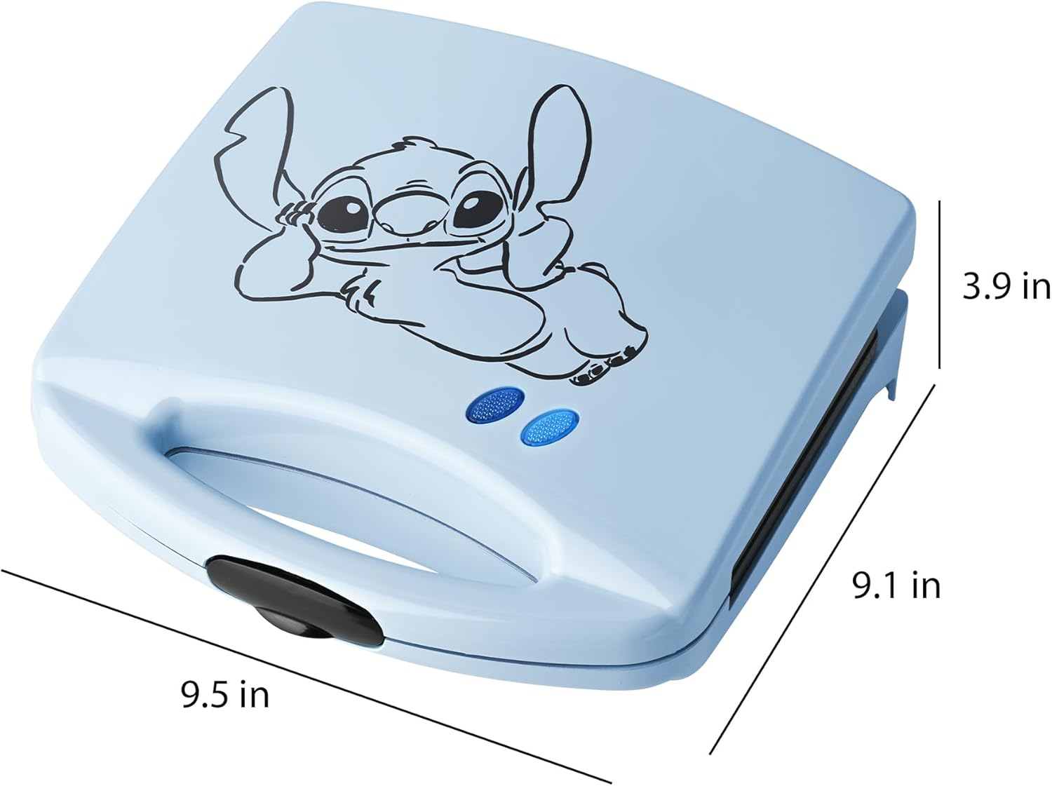 Select Brands Disney Lilo & Stitch Sun Sand Sea Grilled Cheese Sandwich Maker - Kitchen Appliances - Ceramic Nonstick Cooking Plates - Panini Press - Imprints Stitch Image - Dual Sandwich Machine