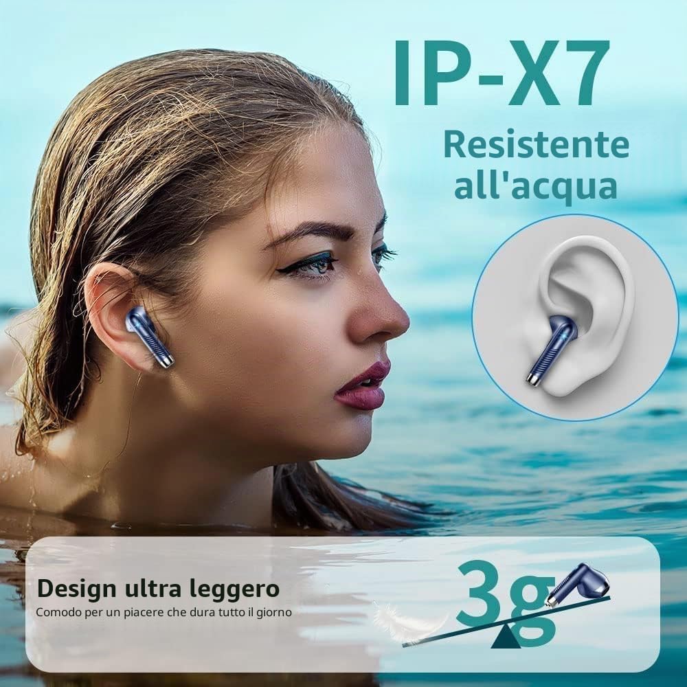 Drsaec Cuffie Bluetooth 5.4, In Ear Senza Fili con Bass Profondi 6D, 2026 Nuove Cuffie Senza Fili con 6 Microfoni ENC, 42 Ore di Cancellazione del Rumore, USB-C, Impermeabili IP7, Cuffie Sportive