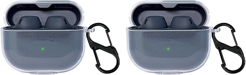 DAYJOY - Juego de 2 fundas protectoras de silicona suave compatibles con Jabra Elite 10Elite 8 Active con llavero (negro y azul)