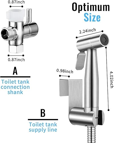 Miniatura 6 de Pulverizador de bidé de mano para inodoro, juego de rociadores de bidé de baño portátil de acero inoxidable con control de presión de agua, rociador