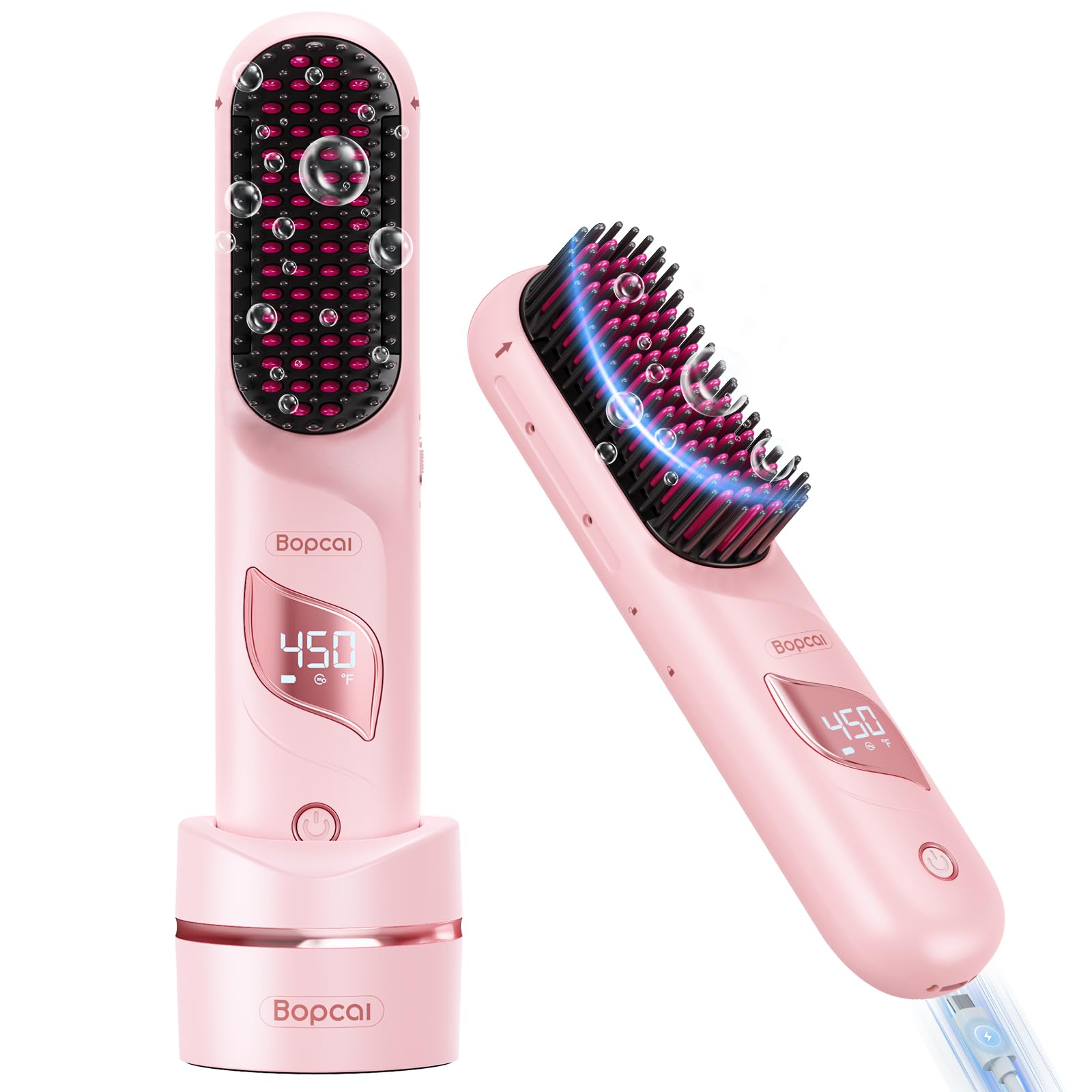Cordless Straightener Brush with Charging Dock