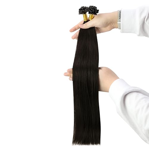 Miniatura 9 de YoungSee Extensiones de cabello humano real con puntas en U, color marrón oscuro, con punta en U, extensiones de cabello humano con queratina, 18
