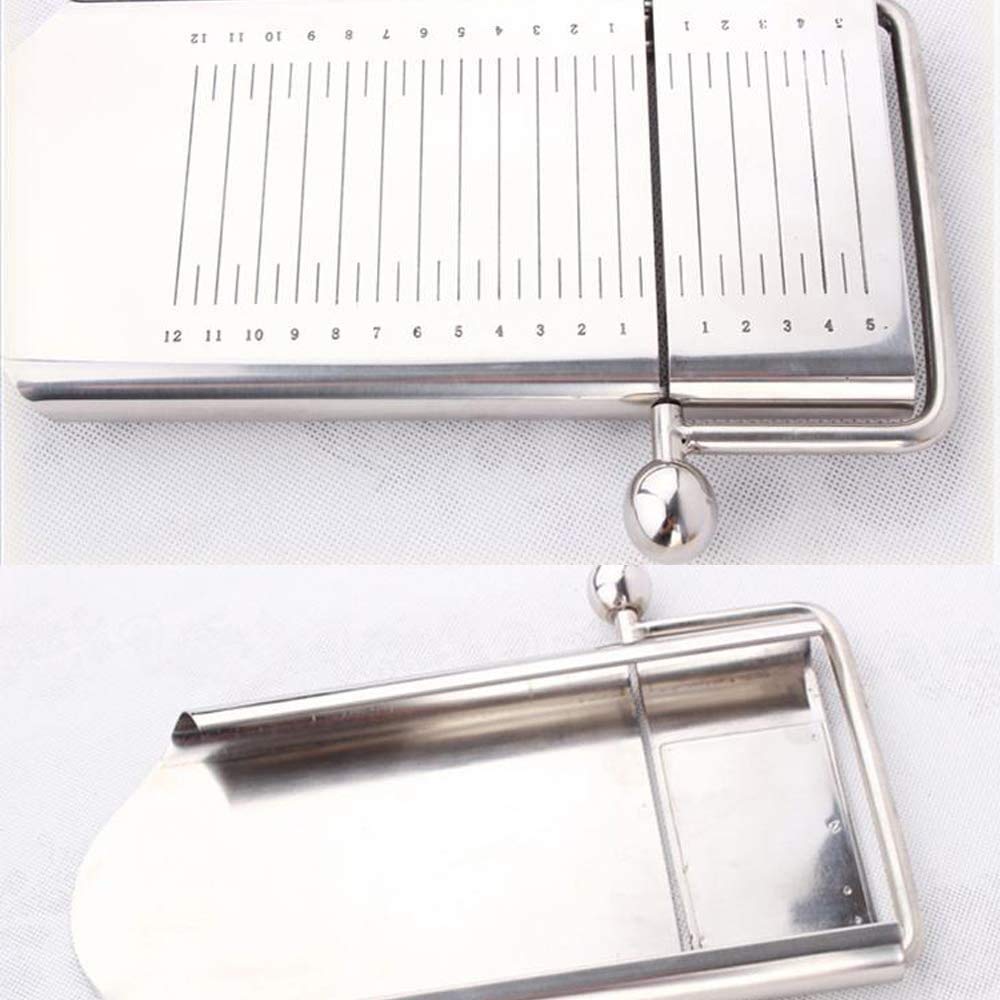 Cortador de alambre de queso de acero inoxidable de 25 x 13 pulgadas, tabla de cortar masa de mantequilla con calibración de tallado, 12 + 5 cm