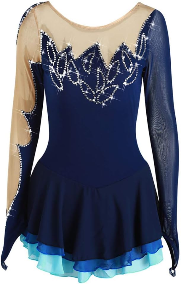 Figure Skating Dress Sparkles Skating Competition Costume for Girls Adult Ice Skate Performance Dress Handmade
