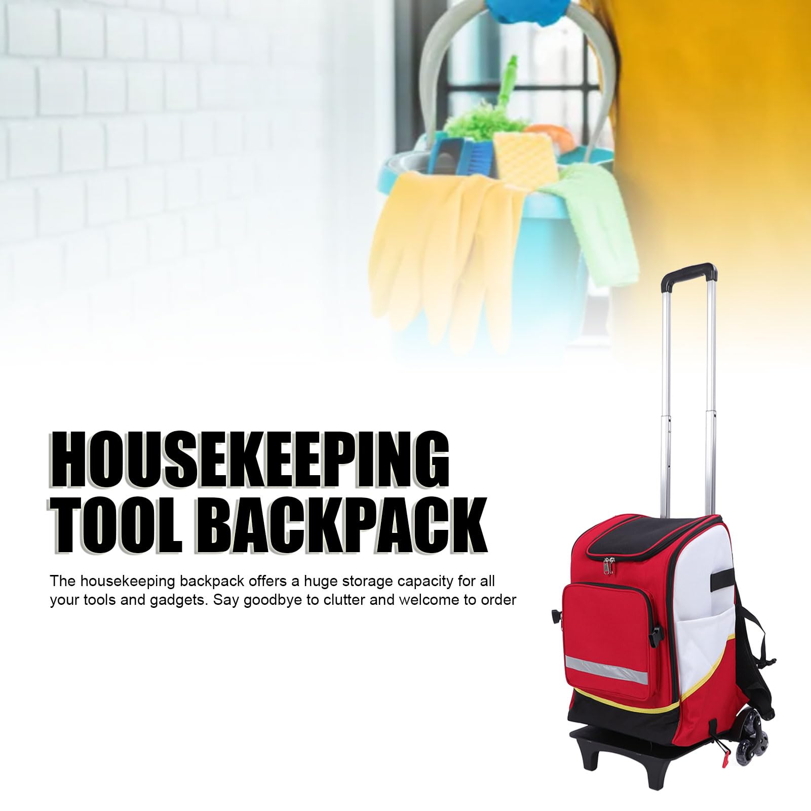 Mochila para Herramientas, Bolsa de Herramientas Oxford 1000D de Gran Capacidad de 35 Litros, Mochila para Electricista con Barra de Tracción para Subir Escaleras para Profesionales de (rojo)