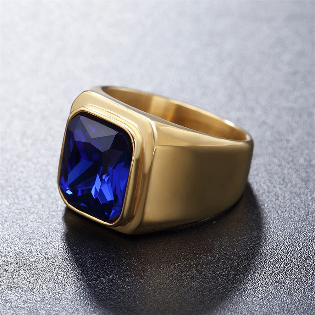 HIJONES Bague en Pierre pour Homme Acier Inoxydable Grandes Bagues de Déclaration de Zircon