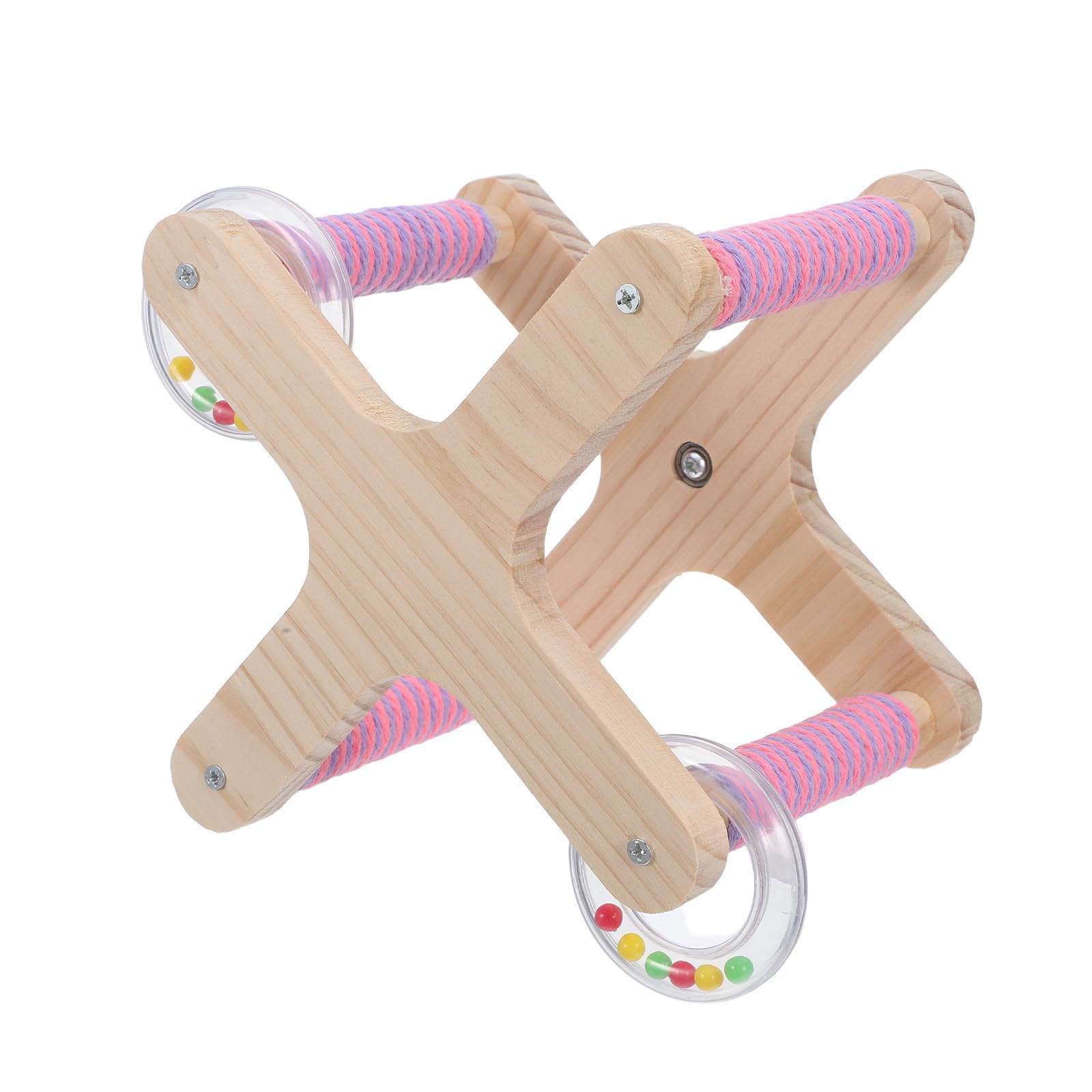 Percha giratoria de madera para loros y cacatúas con diseño cruzado BESPORTBLE caqui
