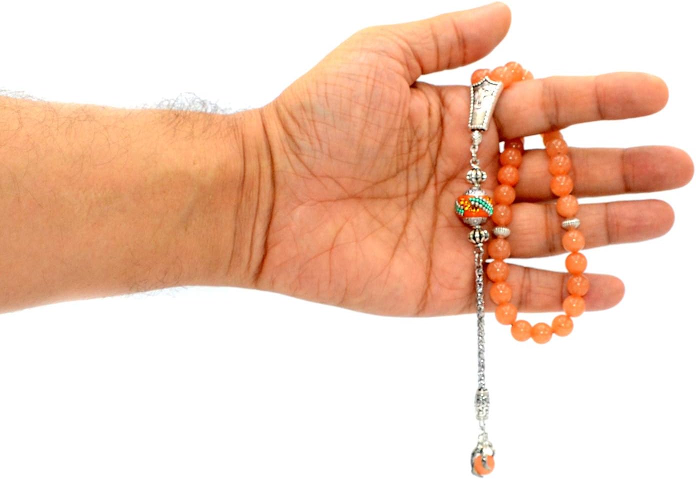 Fantastic Eagle Claw Series Worry Beads (8mm -33 Beads) - Prayer Beads Tesbih-Tasbih-Tasbeeh-Misbaha-Subha-Sebha-Sibha-Rosary (Orange Aventurine Stone)
