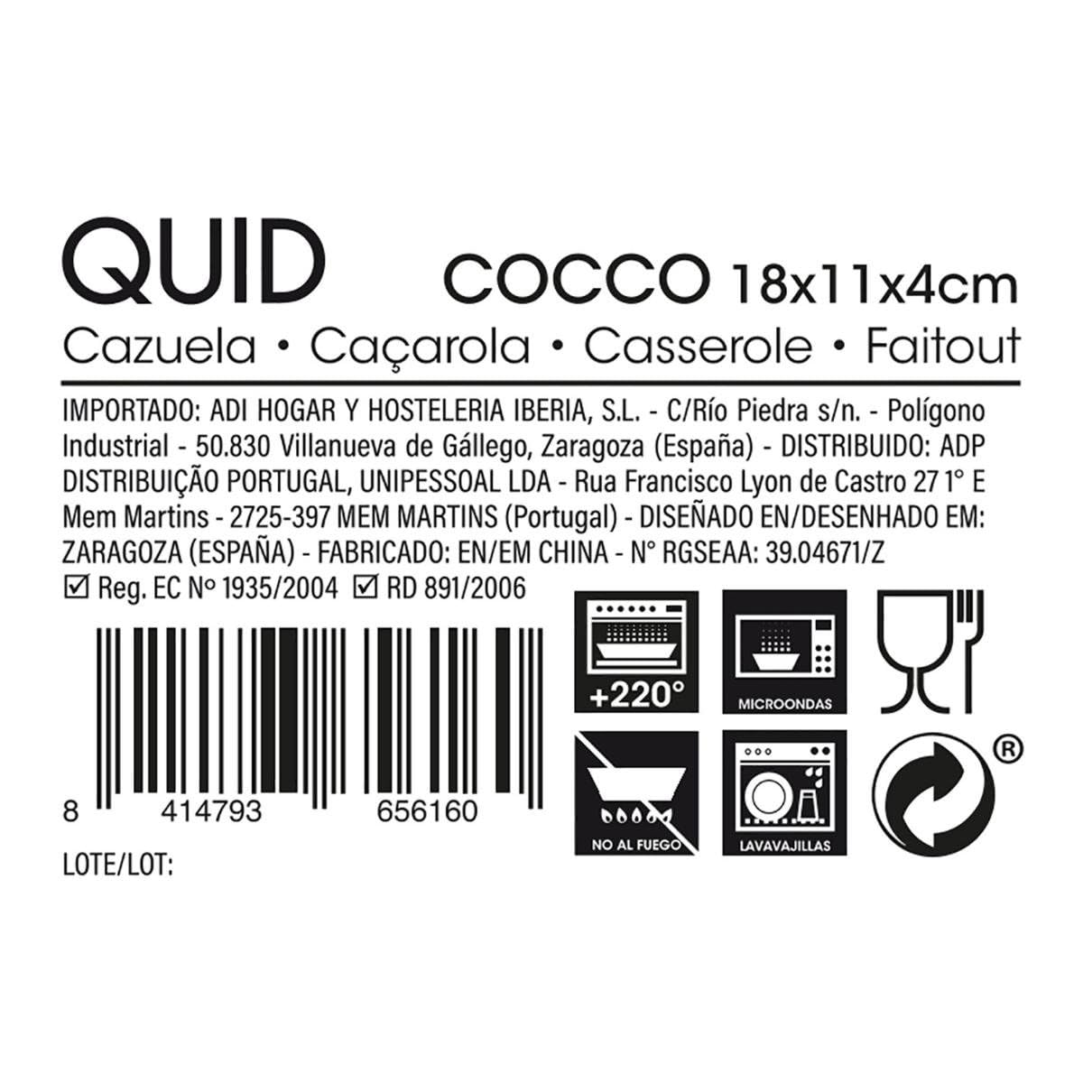 Quid Cocco Cocotte ovale en grès pour four 18 x 11 x 4 cm Passe au micro-ondes