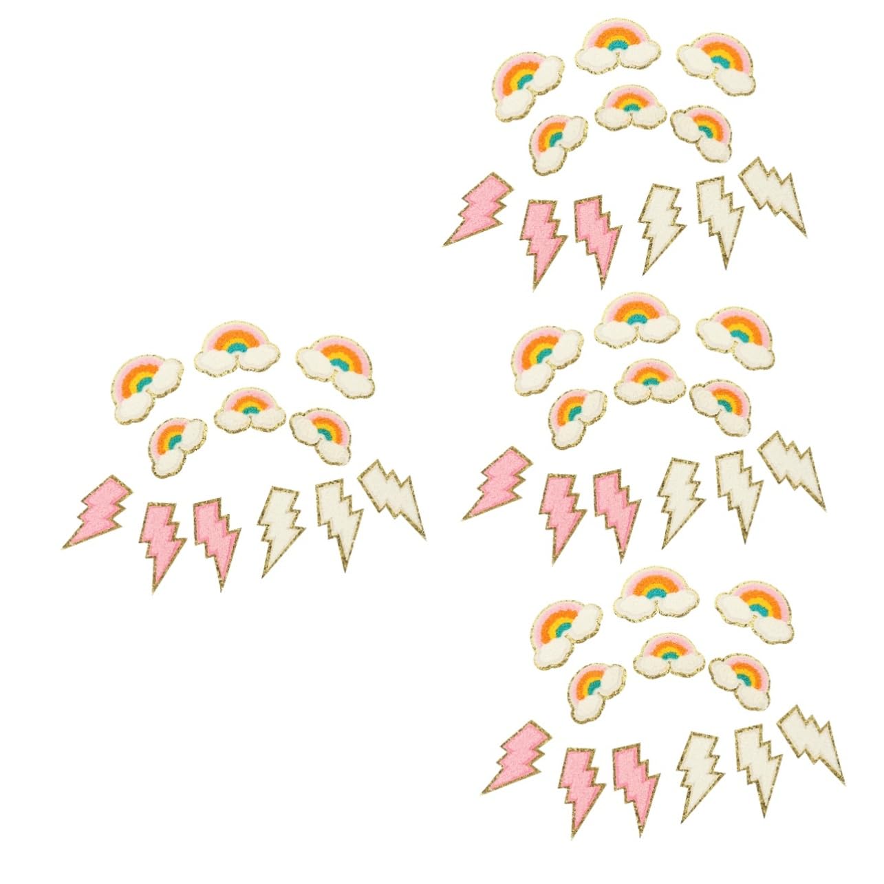 NUOBESTY 48piezas Parches Decorativos De Bordado Para Ropa Parches De Costura Multipropósito Diseños De Arcoíris y Relámpago Adornos Para Ropa y Accesorios