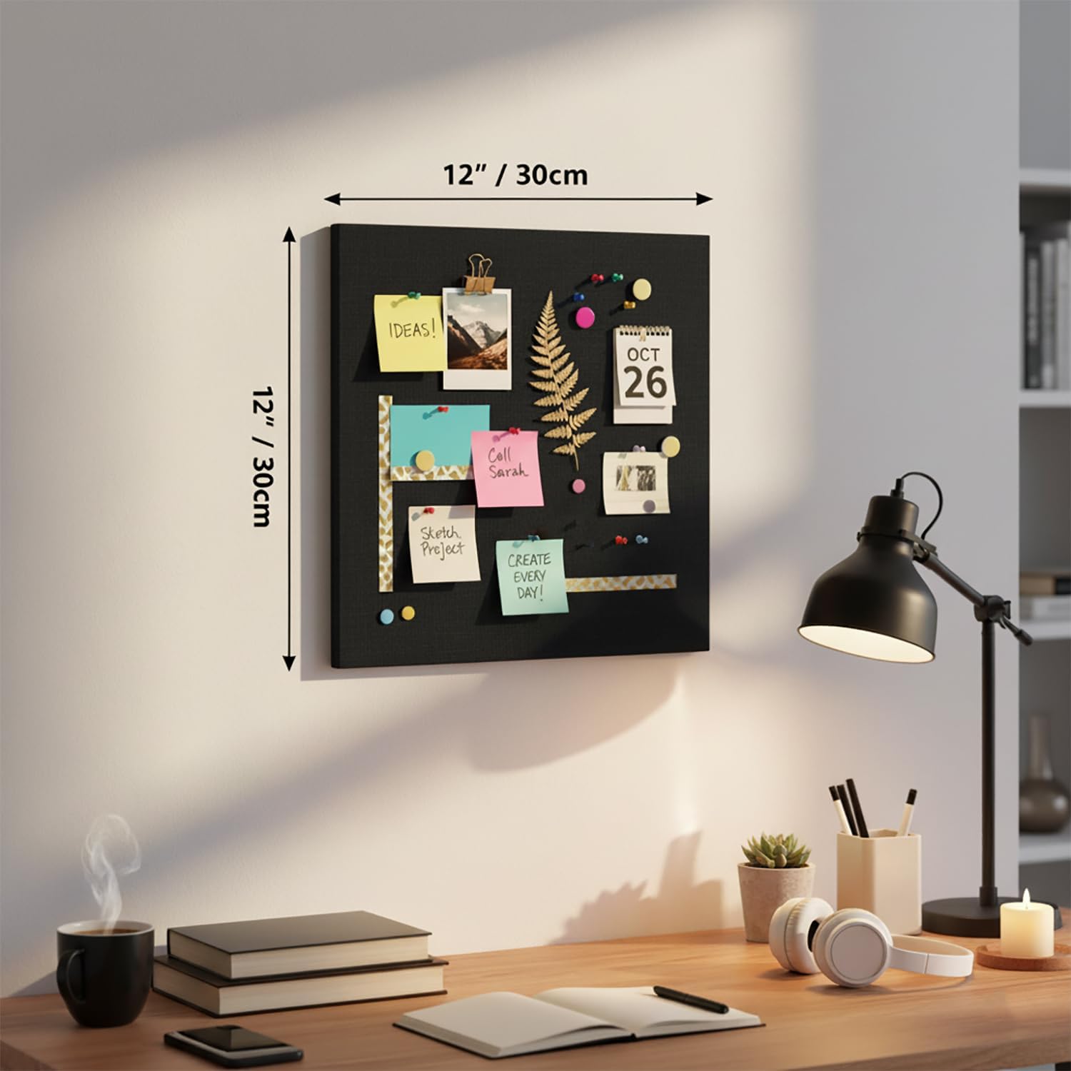 Parssufy® 2 Pcs Felt Bulletin Board (30×30 cm) Self Adhesive Notice Boards with15 Pins, Vision Board for Manifestation, Message Board for Notes, Photos, Office & Home Wall Decor (30x30 CM Pack of 2)